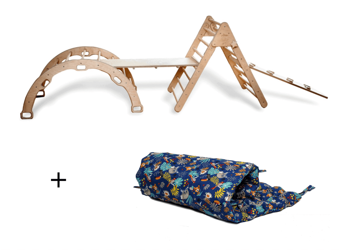 Montessori Climbing Set - Climbing Triangle / Arch Rocker, XL Pillow, and 2 Ramps / 5 Pieces