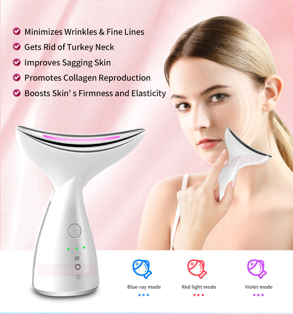 EMS Microcurrent Neck Face Beauty Device With 3 Colors LED Photon Therapy Skin Tighten Reduce Double Chin Face Lifting Devices-0