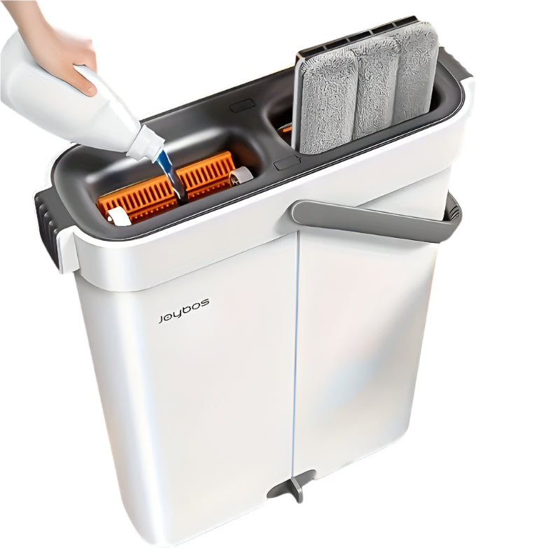 Hands-Free Flat Mop Cleaning Set with Bucket-0