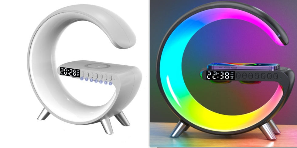New Intelligent G Shaped LED Lamp Bluetooth Speake Wireless Charger Atmosphere Lamp App Control For Bedroom Home Decor-4
