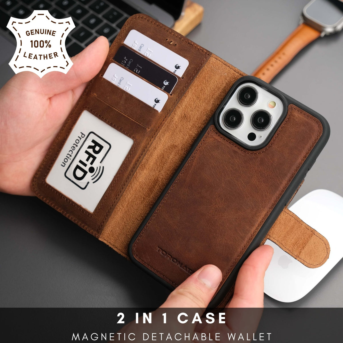 Casper Leather iPhone 14 Pro Wallet Case | MagSafe-1