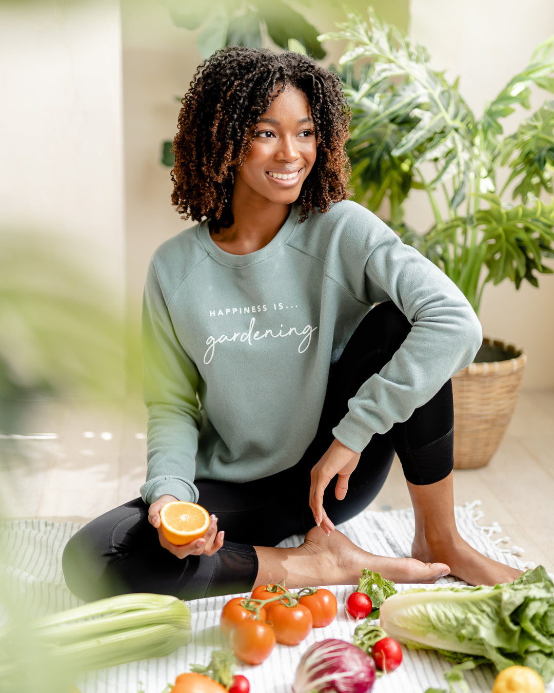 Women's Gardening Crew Sweatshirt, Sage