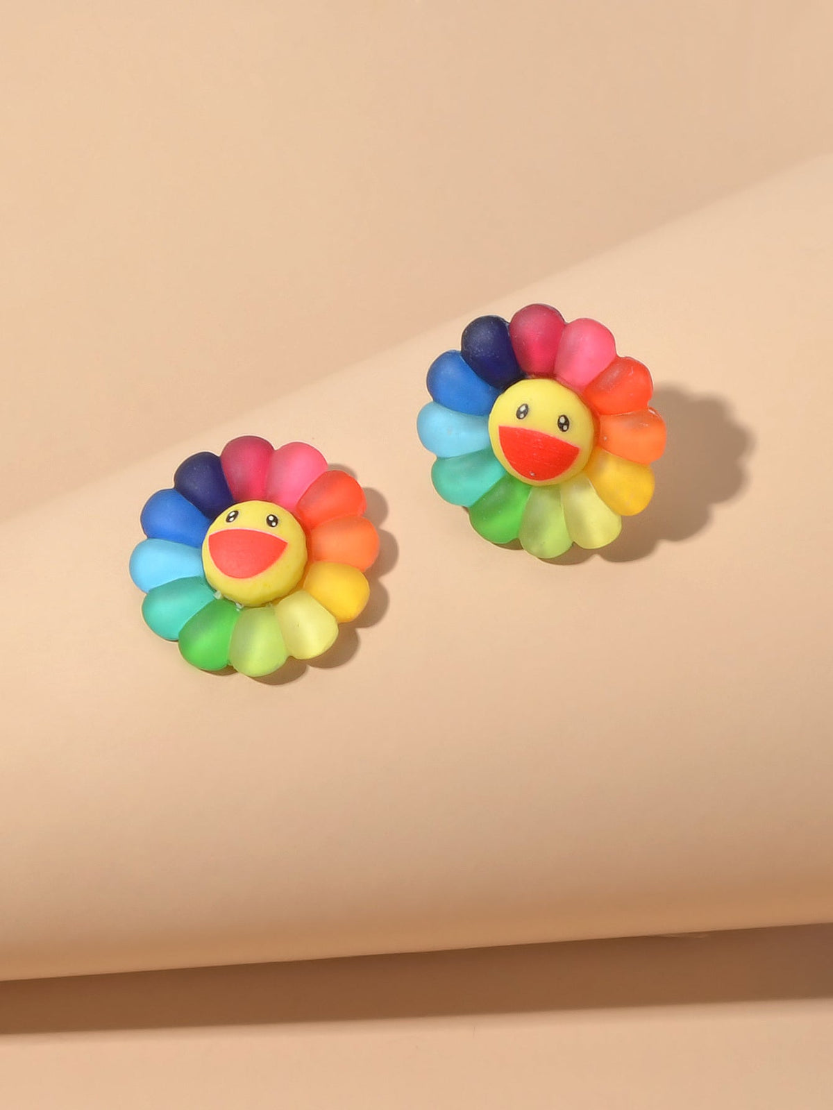 Cute Colourful Flower Acrylic Smile Face Stud Earrings Girlfriend Lover Y2k Gift-3