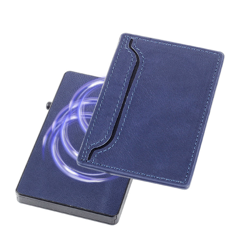 TOYFID Wallet With PU Leather Cover,Aluminum Alloy Pop Up Wallet Holder Card-4