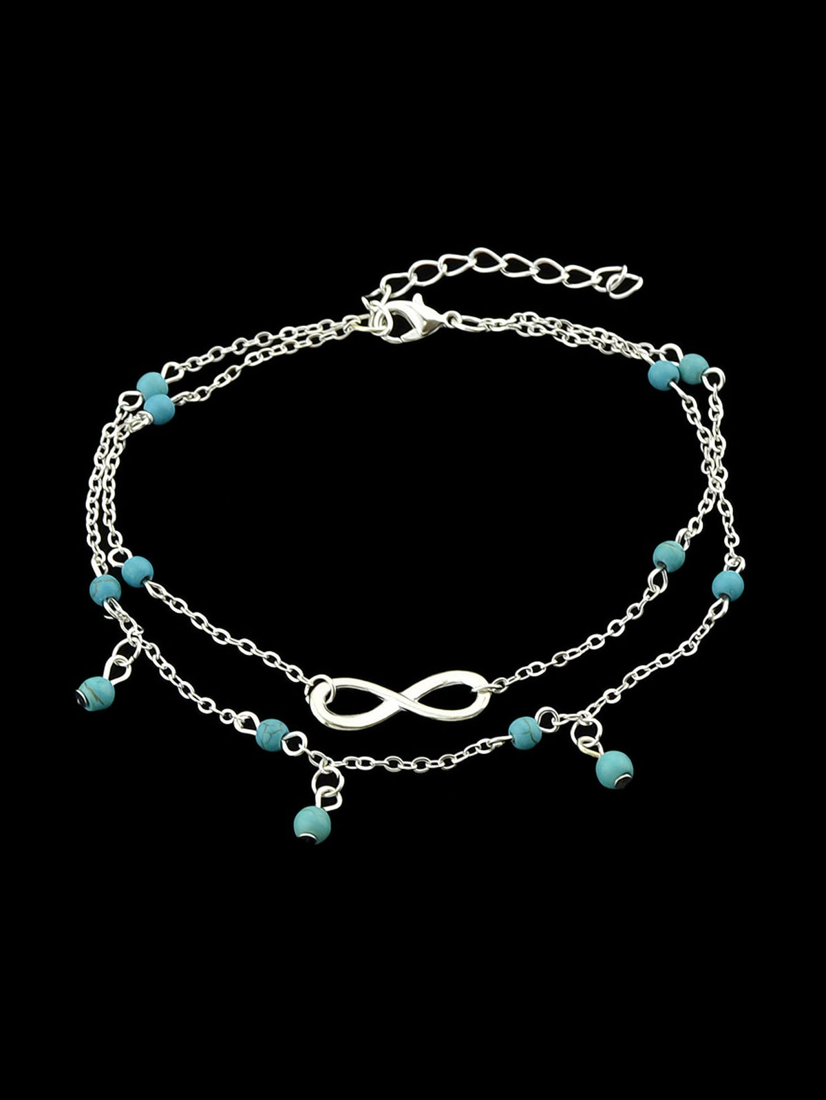 1 pc Double layer Chain Turquoise Infinity Anklet Barefoot Foot Beach Jewellery-3