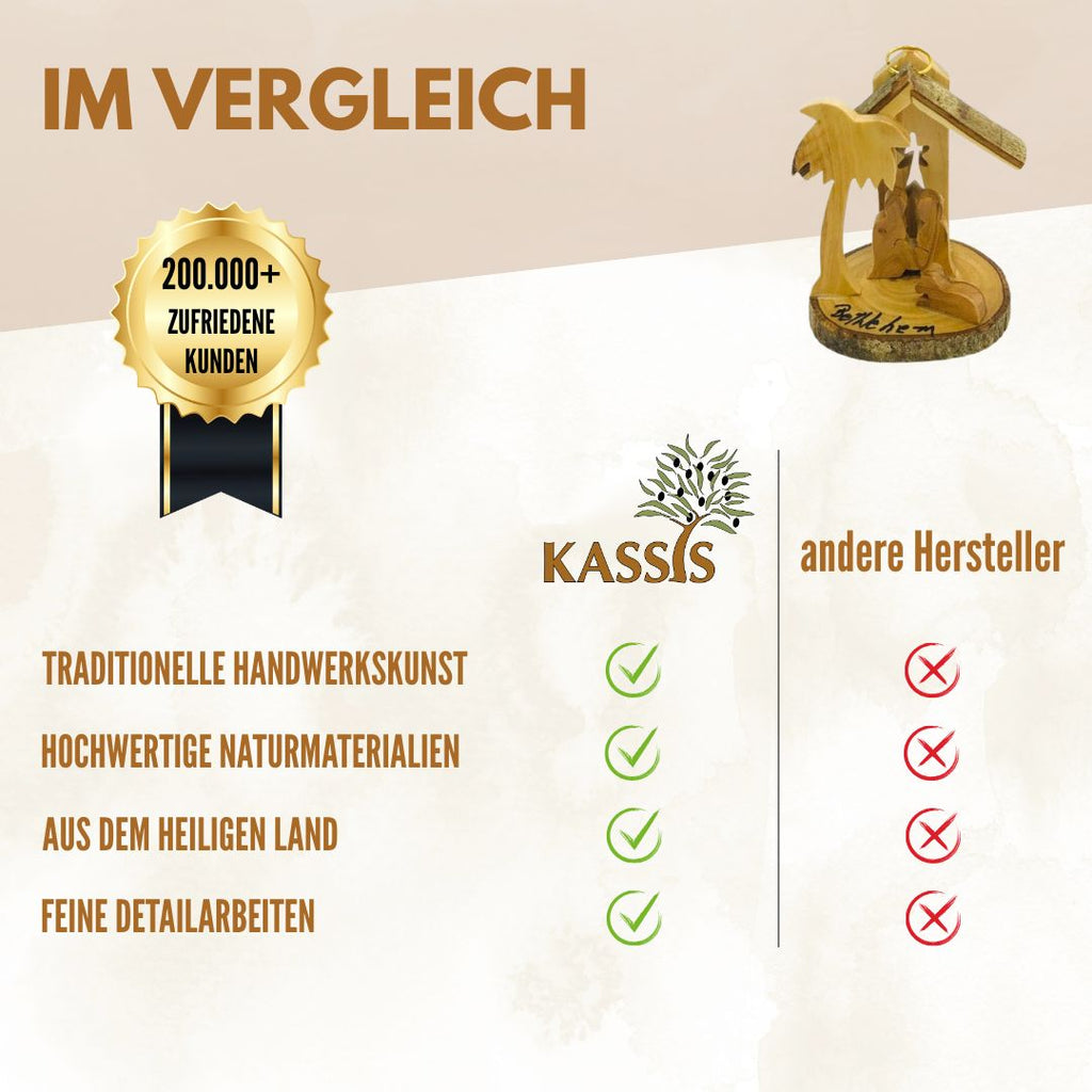 Krippe zum Aufhängen aus Olivenholz mit Rinde, 7 cm | Weihnachtsdeko & Geschenk für Advent und Weihnachten-3