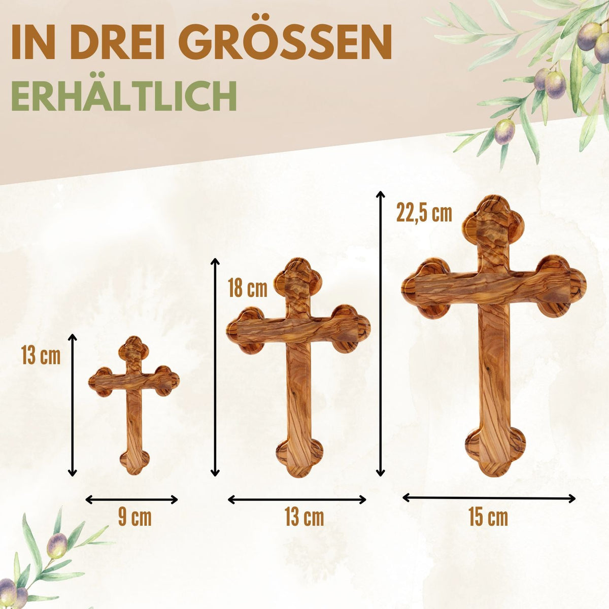 Zweite Wahl: Olivenholz Kreuz mit runden Kanten – mit kleinen Makeln
