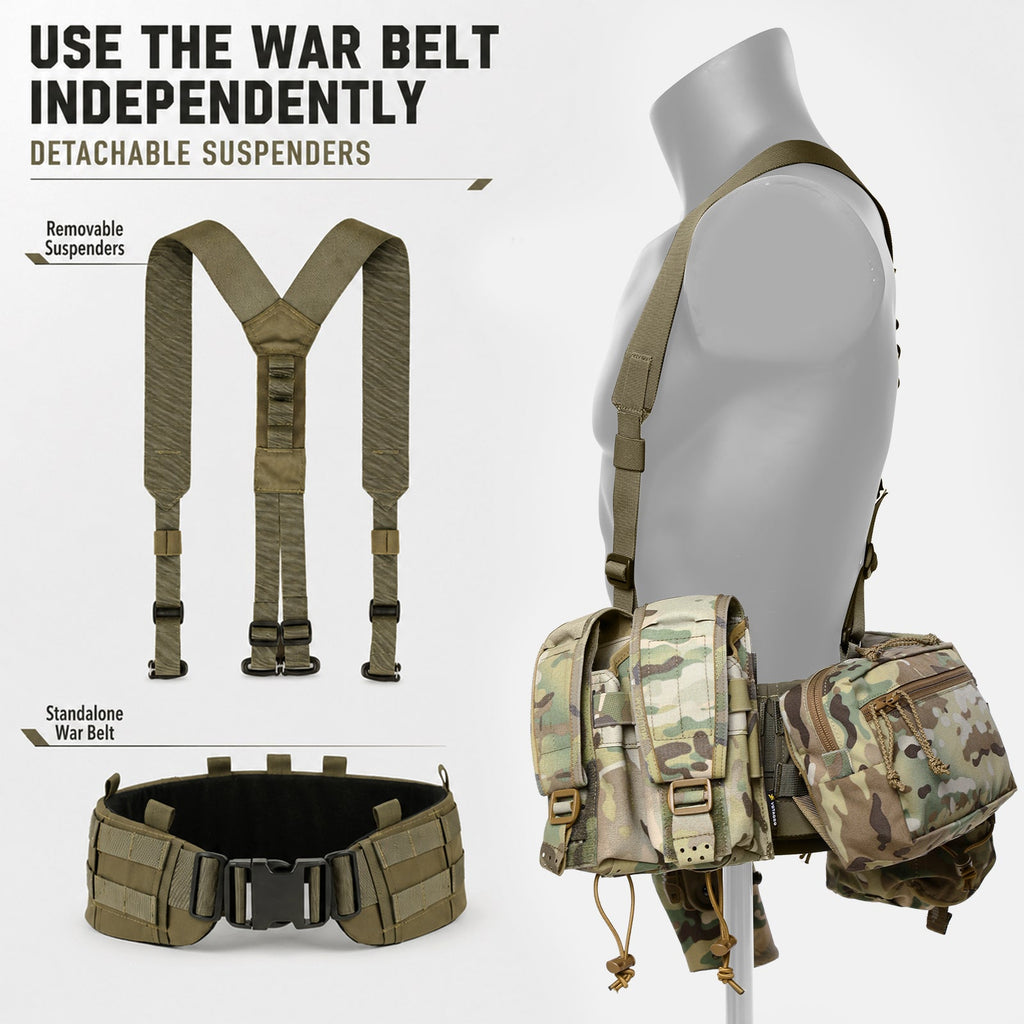 VOTAGOO® Tactical Battle Belt with Detachable Suspenders
