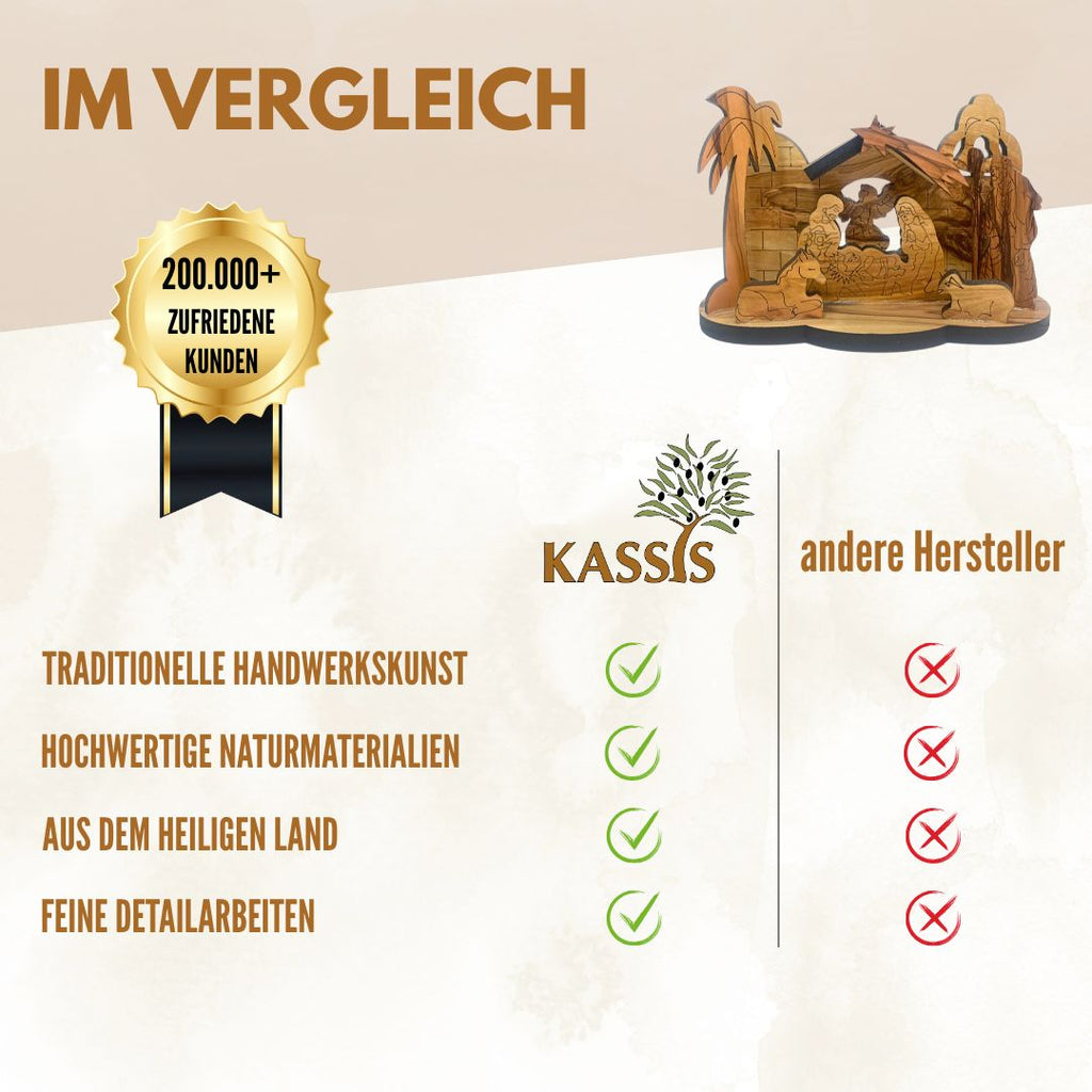 Krippe aus Olivenholz , 9 cm | Weihnachtsdeko & Geschenk für Advent und Weihnachten-3