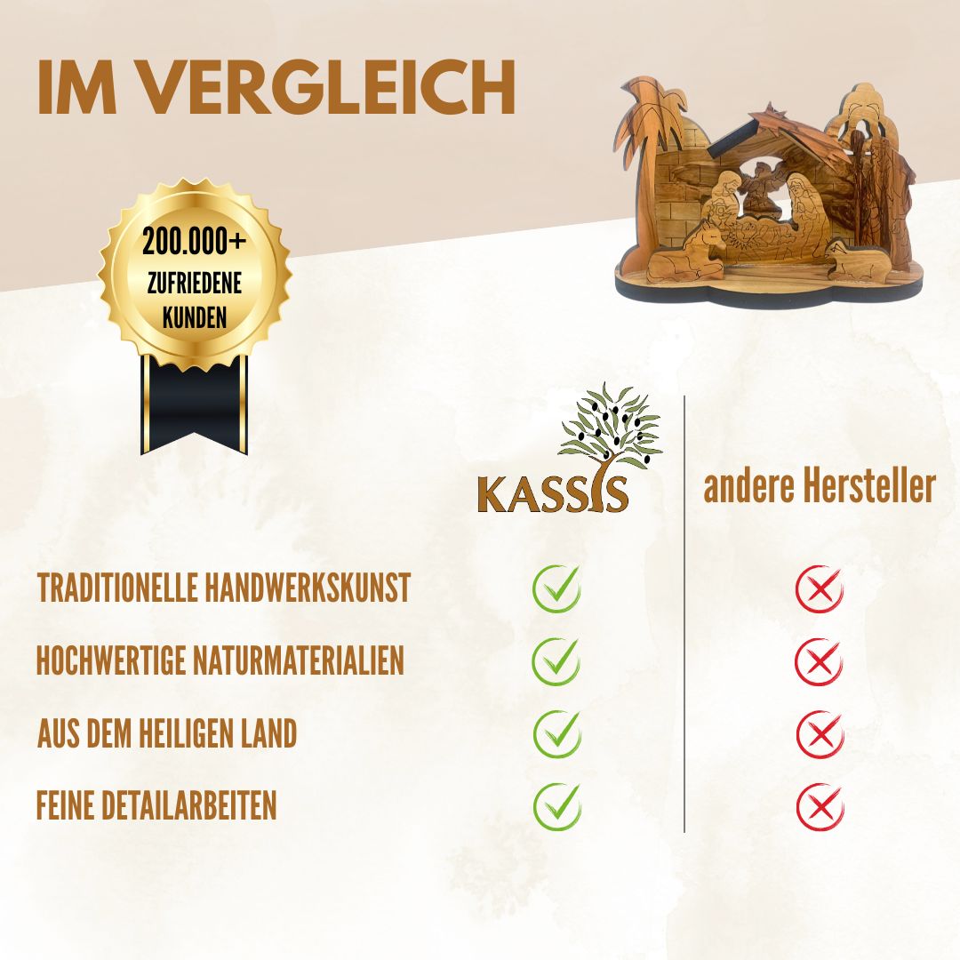Krippe aus Olivenholz , 9 cm | Weihnachtsdeko & Geschenk für Advent und Weihnachten-3