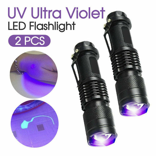 2 Pack UV Flashlight LED Handheld Blacklight Ultra Violet Flashlight