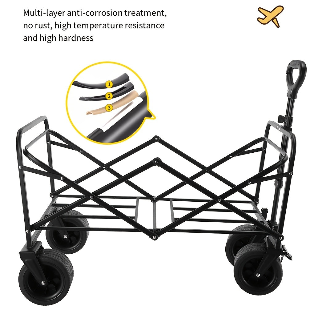 Foldable Utility Wagon with Side Pockets and Brakes-4