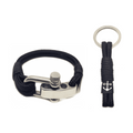 Adjustable Shackle Black Nautical Bracelet and Keychain-0