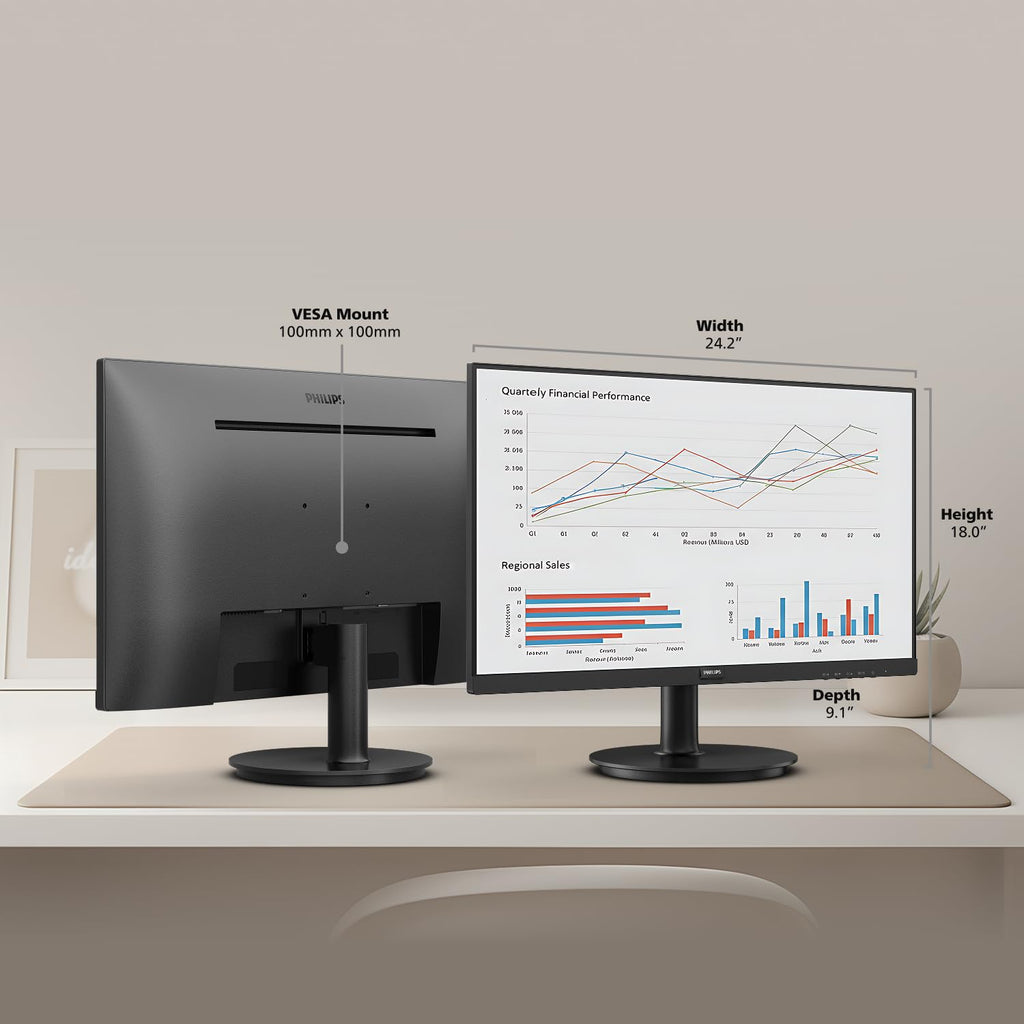 Philips 24 Inch Computer Monitor FHD 100Hz VA VESA Flicker-Free, 241V8LB