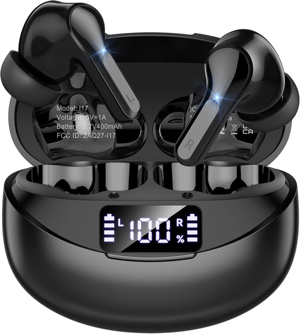 Wireless Earbuds, Bluetooth 5.4 Headphones HiFi Stereo/Crystal Clear, Black