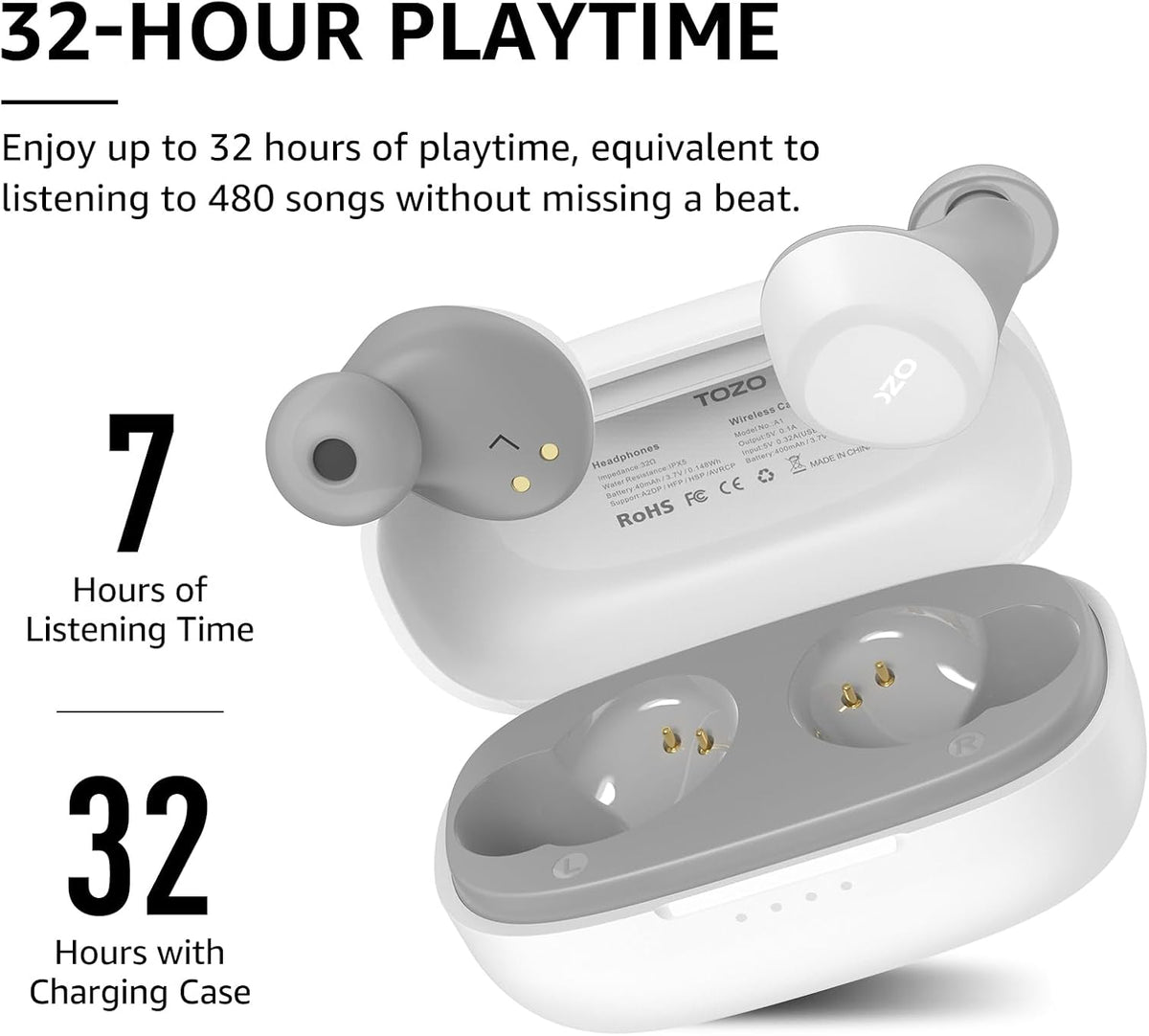 TOZO A1 Wireless Earbuds Bluetooth 5.3 Light Weight in Ear Headphones