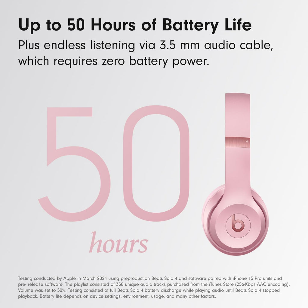 Beats Solo 4 - Wireless On-Ear Bluetooth Headphones, Up to 50-Hour Battery Life, Ultra-Lightweight Comfort, Powerful and Balanced Sound, Apple & Android Compatible - Matte Black