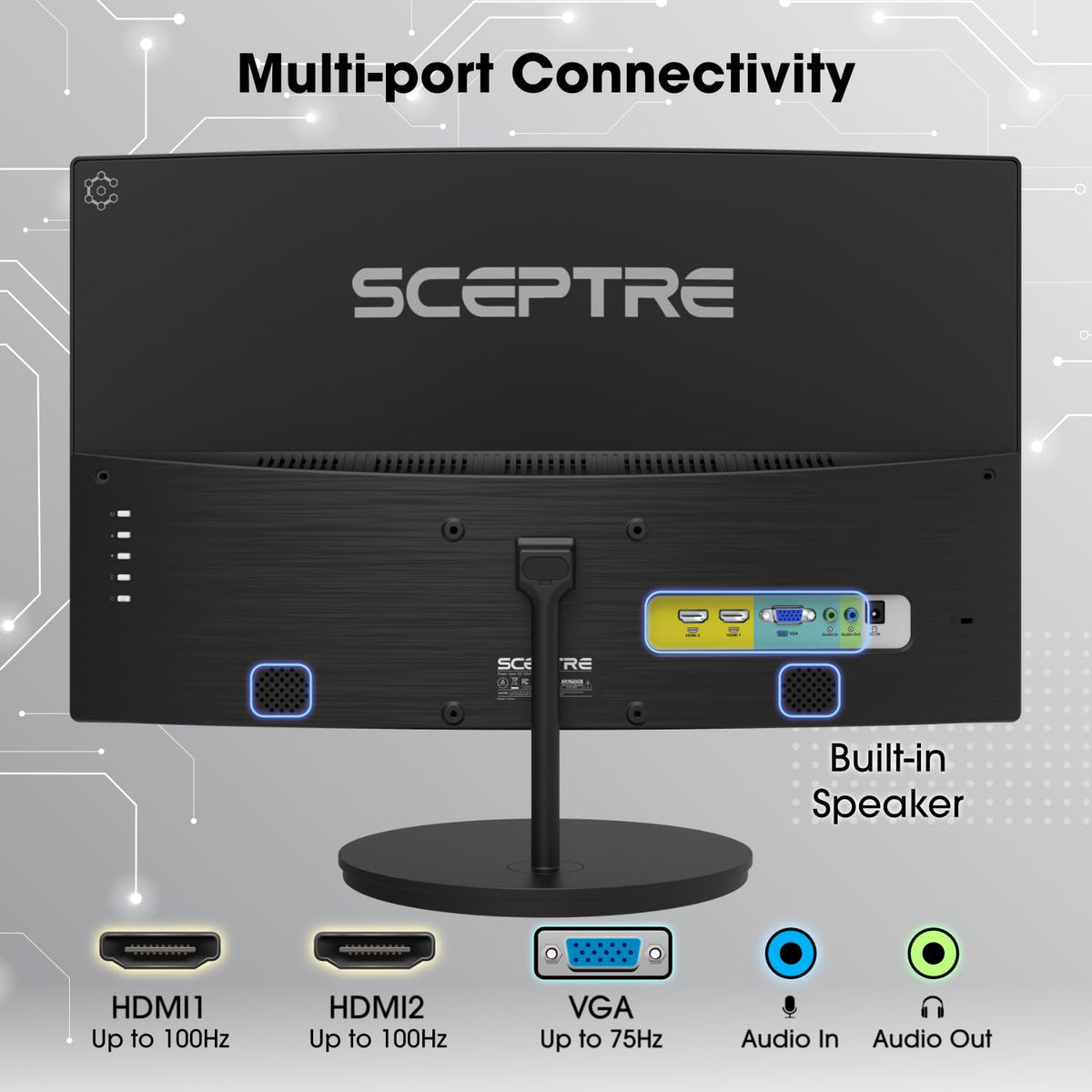 New! Sceptre Curved 24-inch Gaming Monitor 100Hz 1080p R1500 98% sRGB HDMI x2 VGA Build-in Speakers, VESA Wall Mount Machine Black 2026 (C248W-1920RN Series)