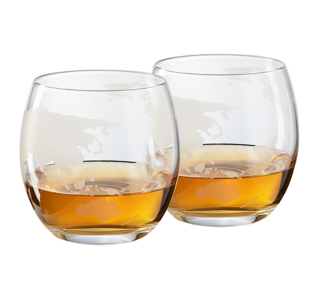World Decanter With 2 Glasses Globe Premium Barware Gift Elegant Drinkware Collection-1