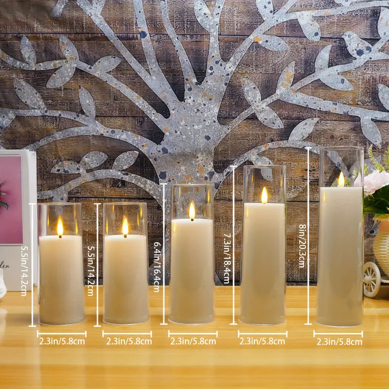 5pcs Flicker Flameless Candle Set with Remote Control and Timer - LED Candle for Festive Decor (White)-2