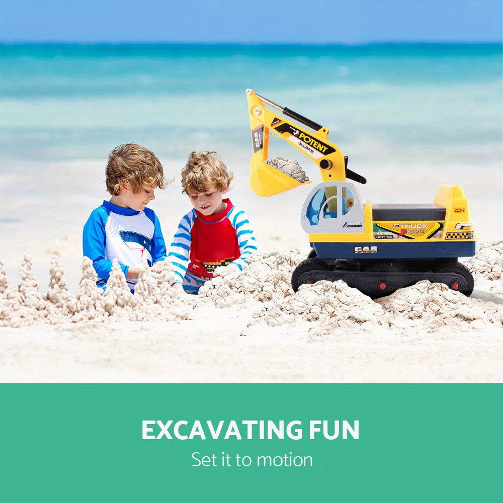 Ride-On Excavator Toy with Helmet-2