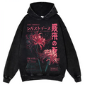 Anime Washed Spider Lily Graphic T Shirt Men Streetwear