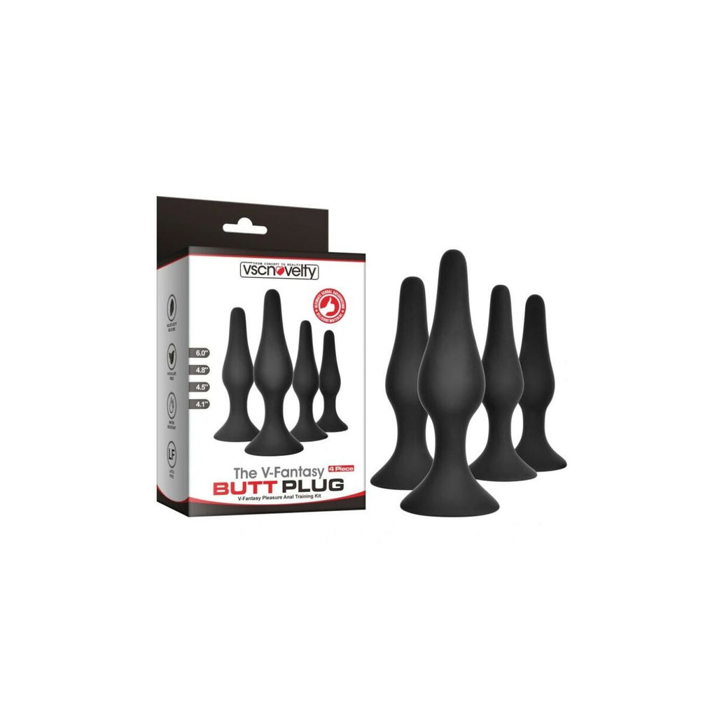 Anal plug VSCNOVELTY Black Silicone Set 4 Pieces-1