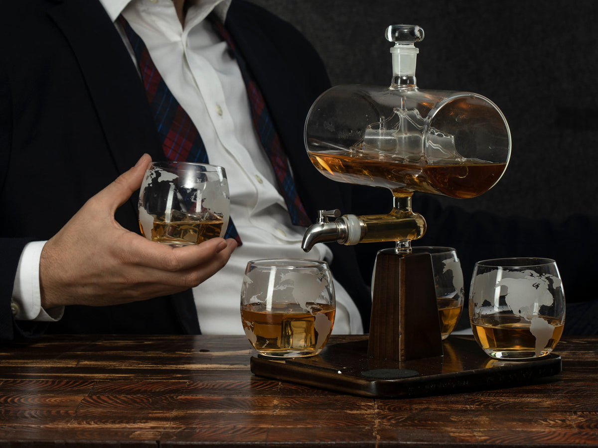 Antique Ship Decanter Set Premium Barware Gift Elegant Drinkware Collection-2