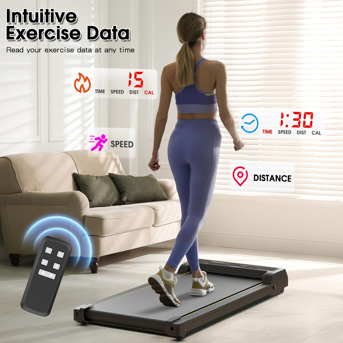 Under Desk Walking Pad - Home Gym Office Fitness Equipment(Black)-1
