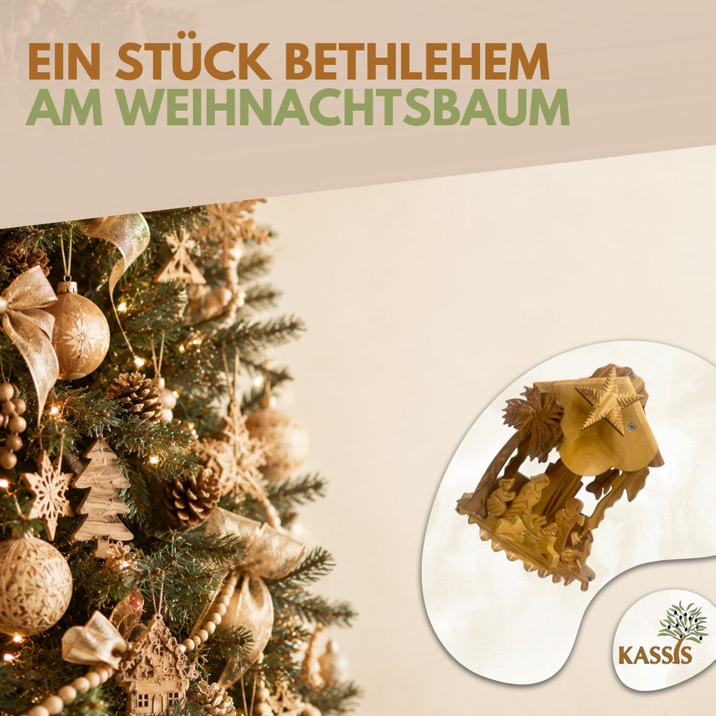 Weihnachtskrippe aus Olivenholz mit Aufziehmechanismus | Weihnachtsdeko & Geschenk für Advent und Weihnachten-4