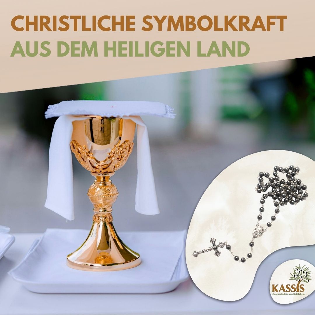 Rosenkranz mit runden Hämatitperlen (42 cm) | Gebetskette mit Kreuz als Geschenk zur Taufe, Kommunion & Firmung-4