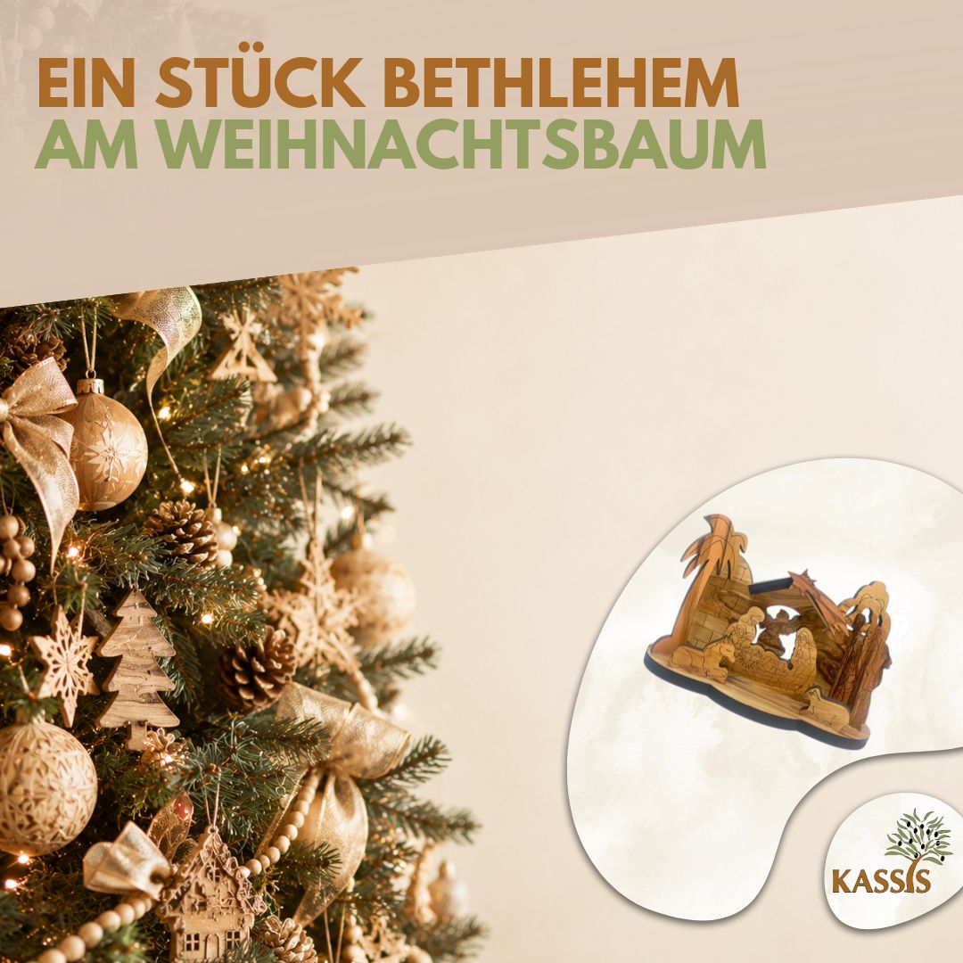 Krippe aus Olivenholz , 9 cm | Weihnachtsdeko & Geschenk für Advent und Weihnachten-4