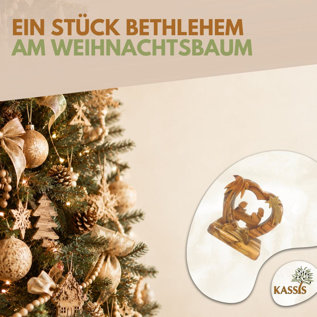 Herzförmige Krippe aus Olivenholz , 7 cm | Weihnachtsdeko & Geschenk für Advent und Weihnachten-4