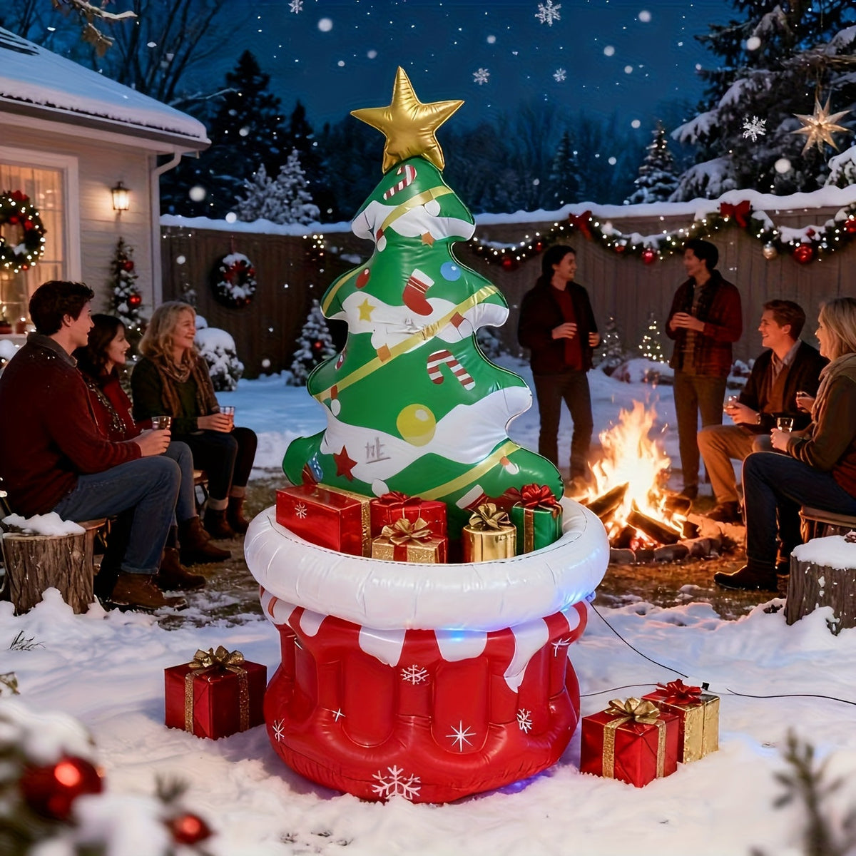 Inflatable Outdoor Christmas Tree with Santa-1
