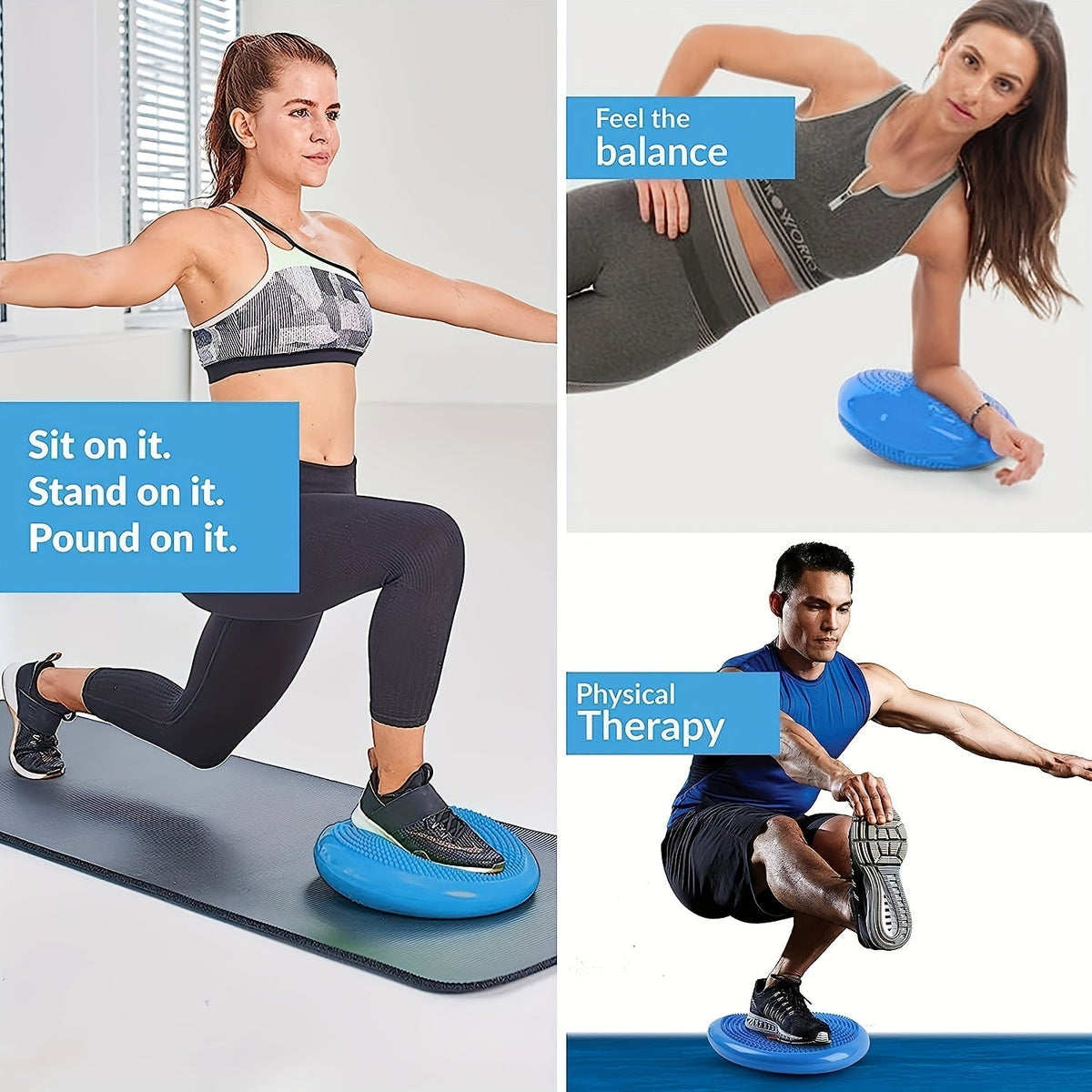2pcs Inflatable Balance Boards - Stability & Core Strength Trainer(Blue & Purple)-4