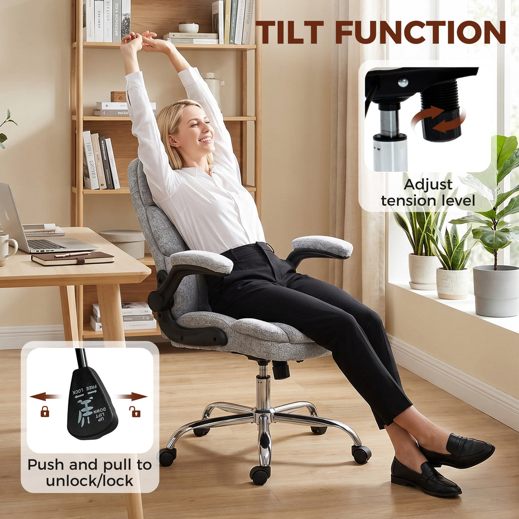 Fauteuil de bureau massant et chauffant, chaise de bureau ergonomique avec hauteur réglable, fonction à bascule, gris