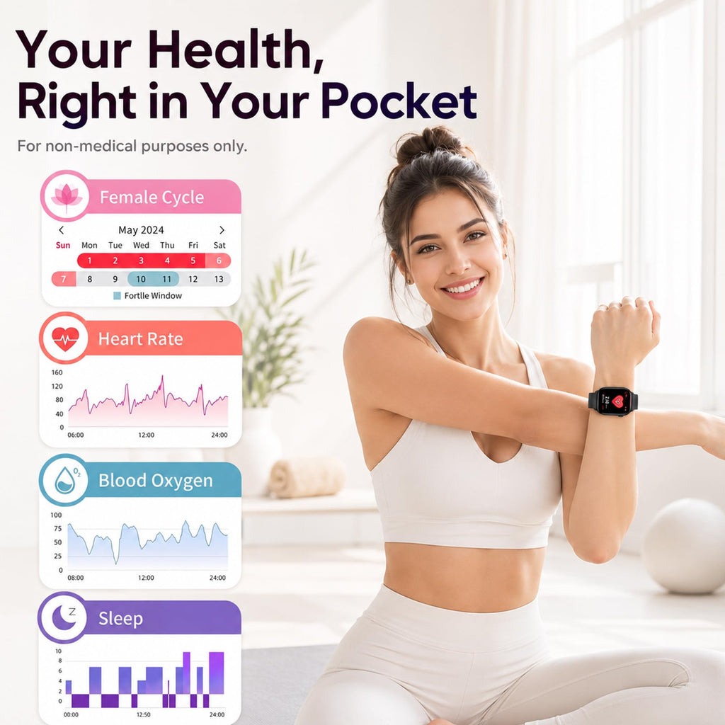 Smart Watch for Women, Bluetooth Answer/Make Calls, 1.83"HD Screen, 2 Bands