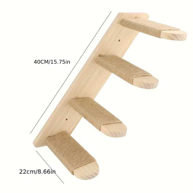 Paws & Play: Elevated Wooden Cat Climbing Shelf-1
