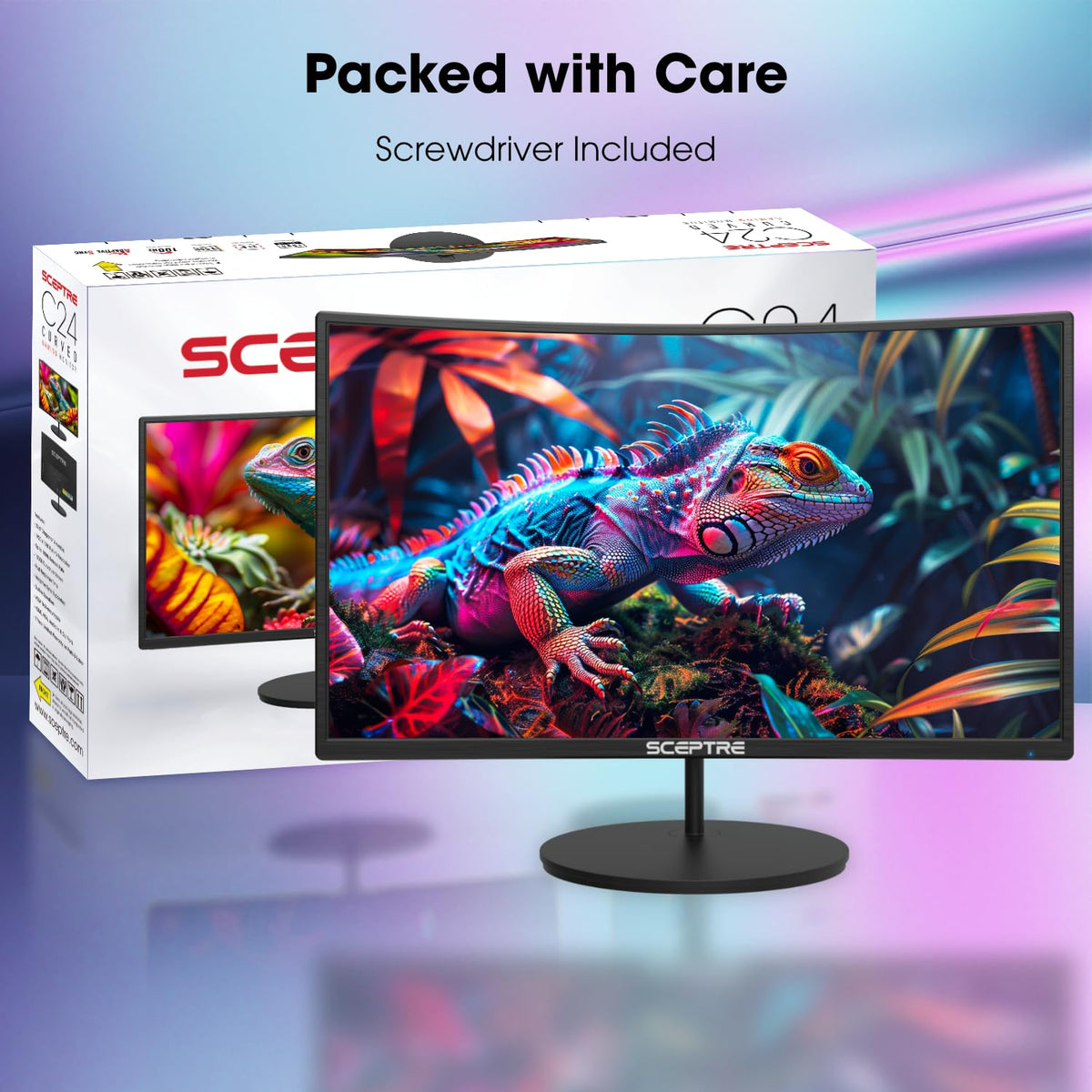 New! Sceptre Curved 24-inch Gaming Monitor 100Hz 1080p R1500 98% sRGB HDMI x2 VGA Build-in Speakers, VESA Wall Mount Machine Black 2026 (C248W-1920RN Series)