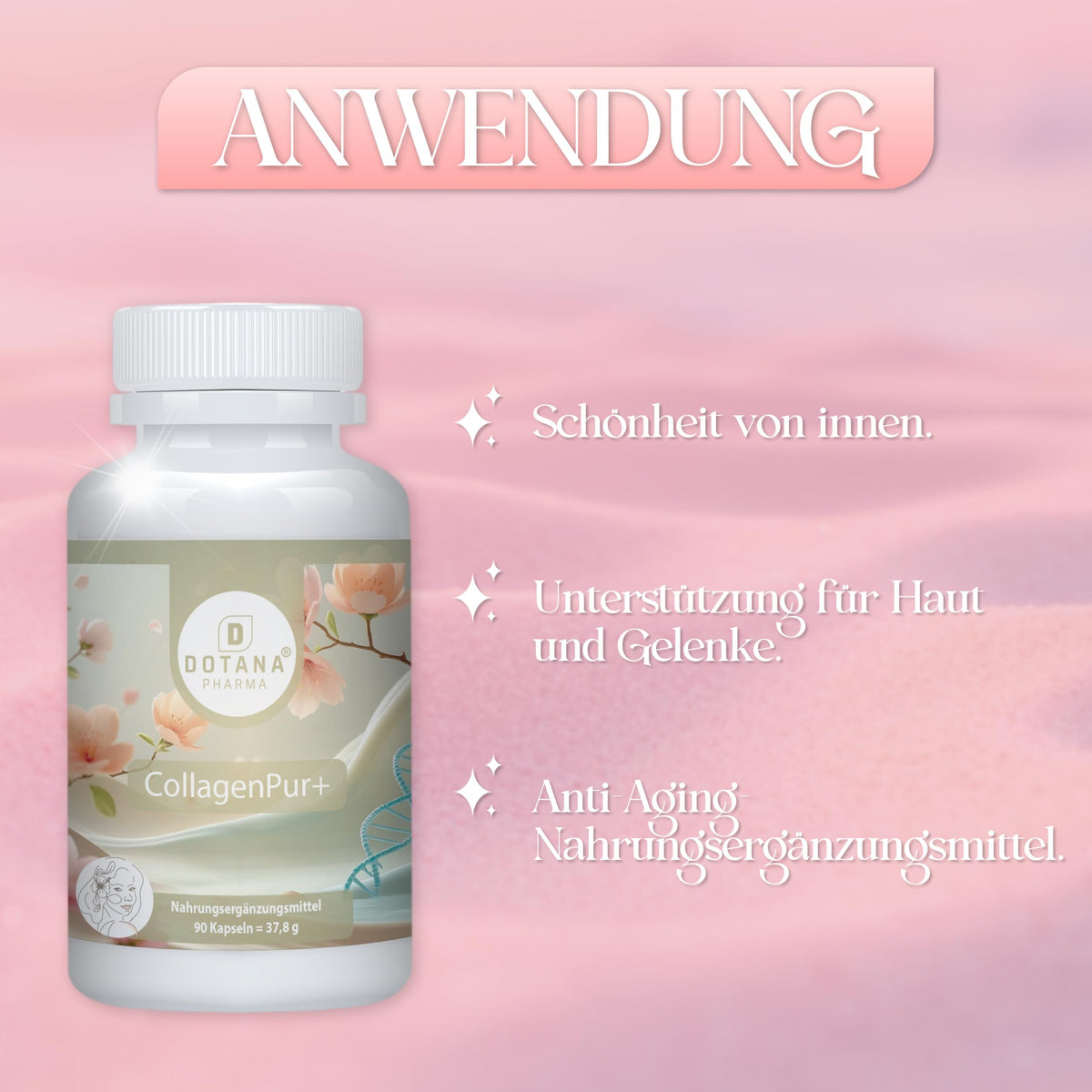 CollagenPur+ Kollagen Kapseln - 600mg Kollagenhydrolysat + Vitamin E - 90 Kapseln - Nahrungsergänzungsmittel - Made in Germany-4
