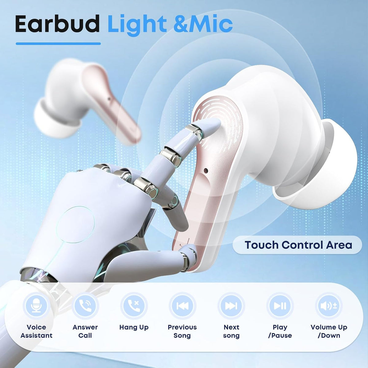 Wireless Earbuds, Bluetooth 5.4 Headphones HiFi Stereo/Crystal Clear, Black