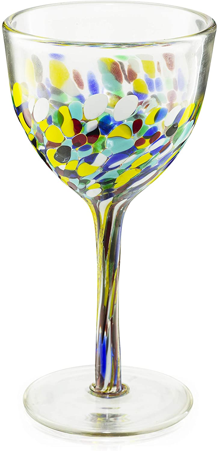 Pebble Confetti Mexican Luxury Hand Blown Wine Glasses Premium Barware Gift-2