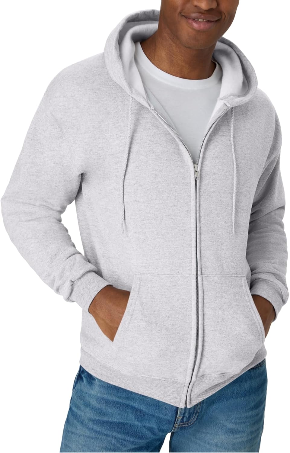 Мъжки суитшърт с цип Hanes, Ecosmart полар с цял цип за мъже, суитшърт с качулка