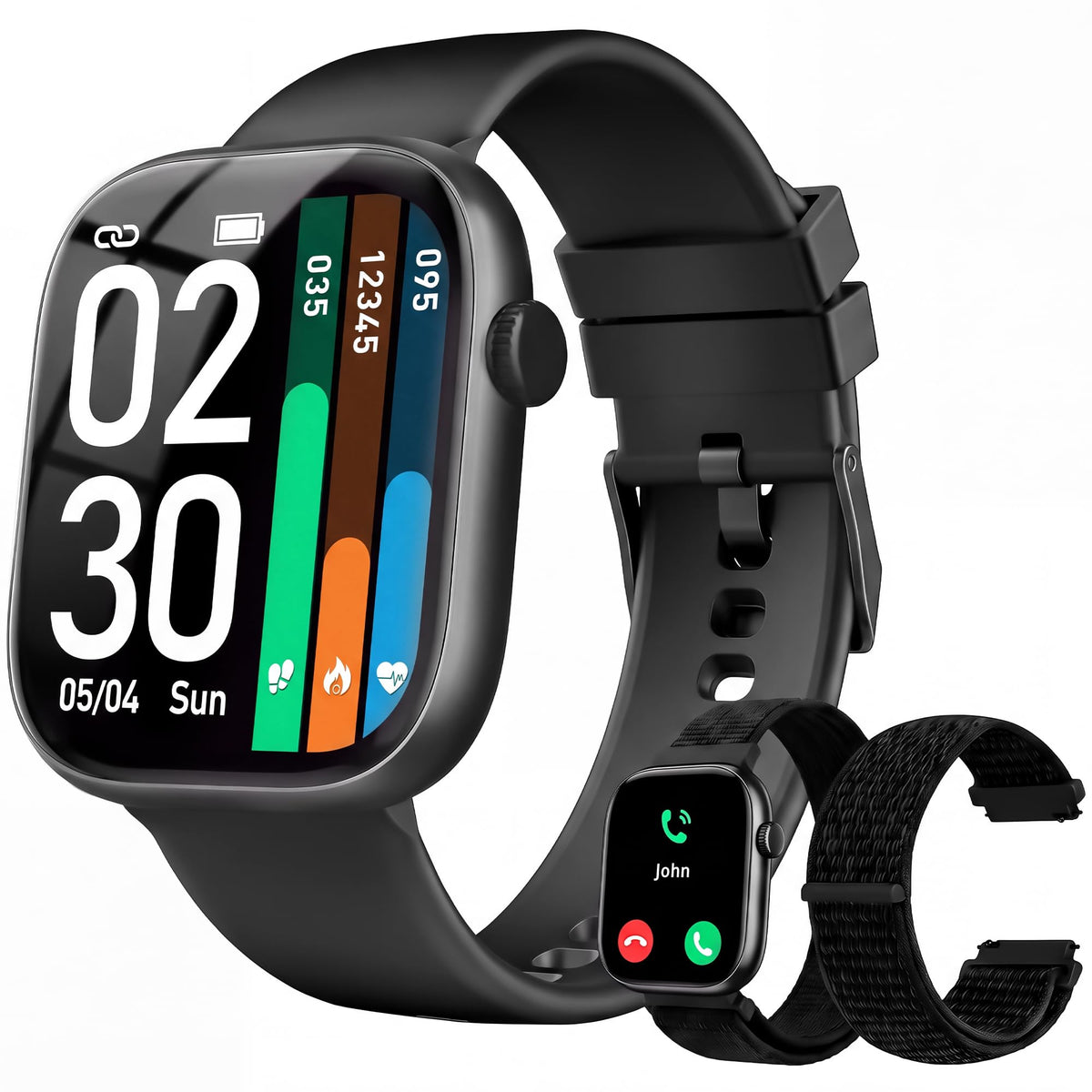 Smart Watch for Women, Bluetooth Answer/Make Calls, 1.83"HD Screen, 2 Bands