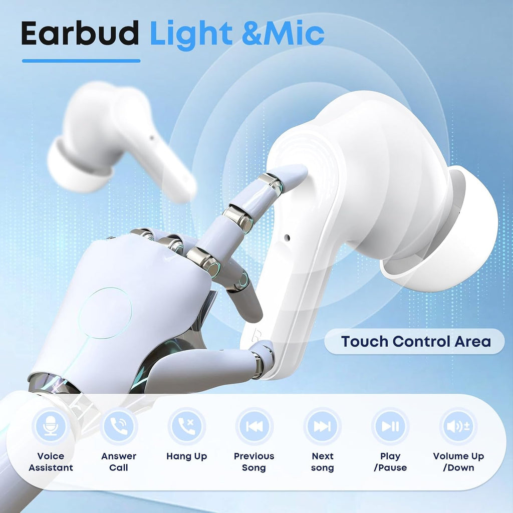 Wireless Earbuds, Bluetooth 5.4 Headphones HiFi Stereo/Crystal Clear, Black