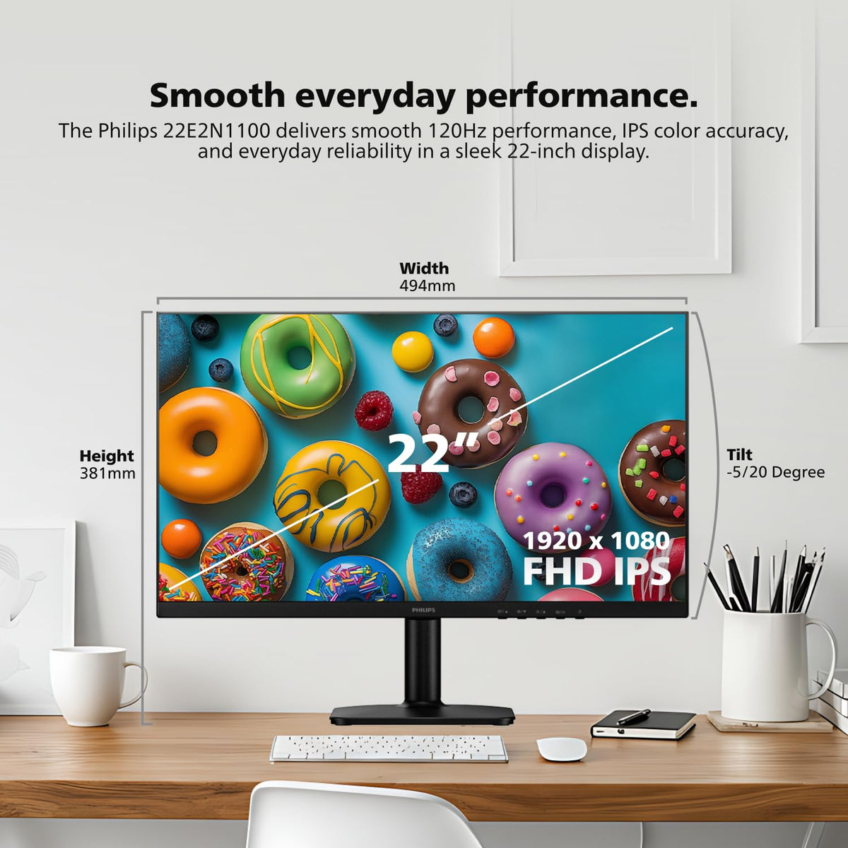 Philips 24 Inch Computer Monitor FHD 100Hz VA VESA Flicker-Free, 241V8LB