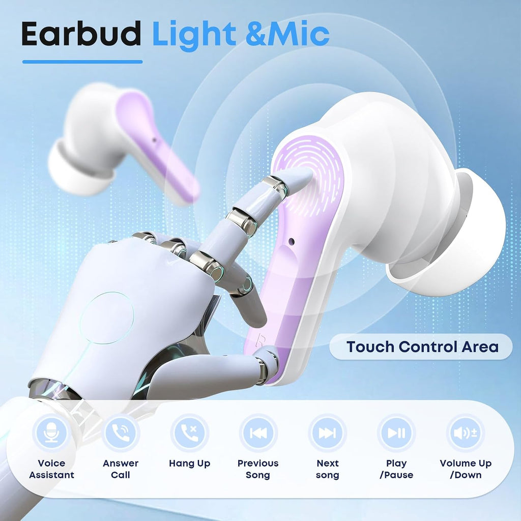 Wireless Earbuds, Bluetooth 5.4 Headphones HiFi Stereo/Crystal Clear, Black