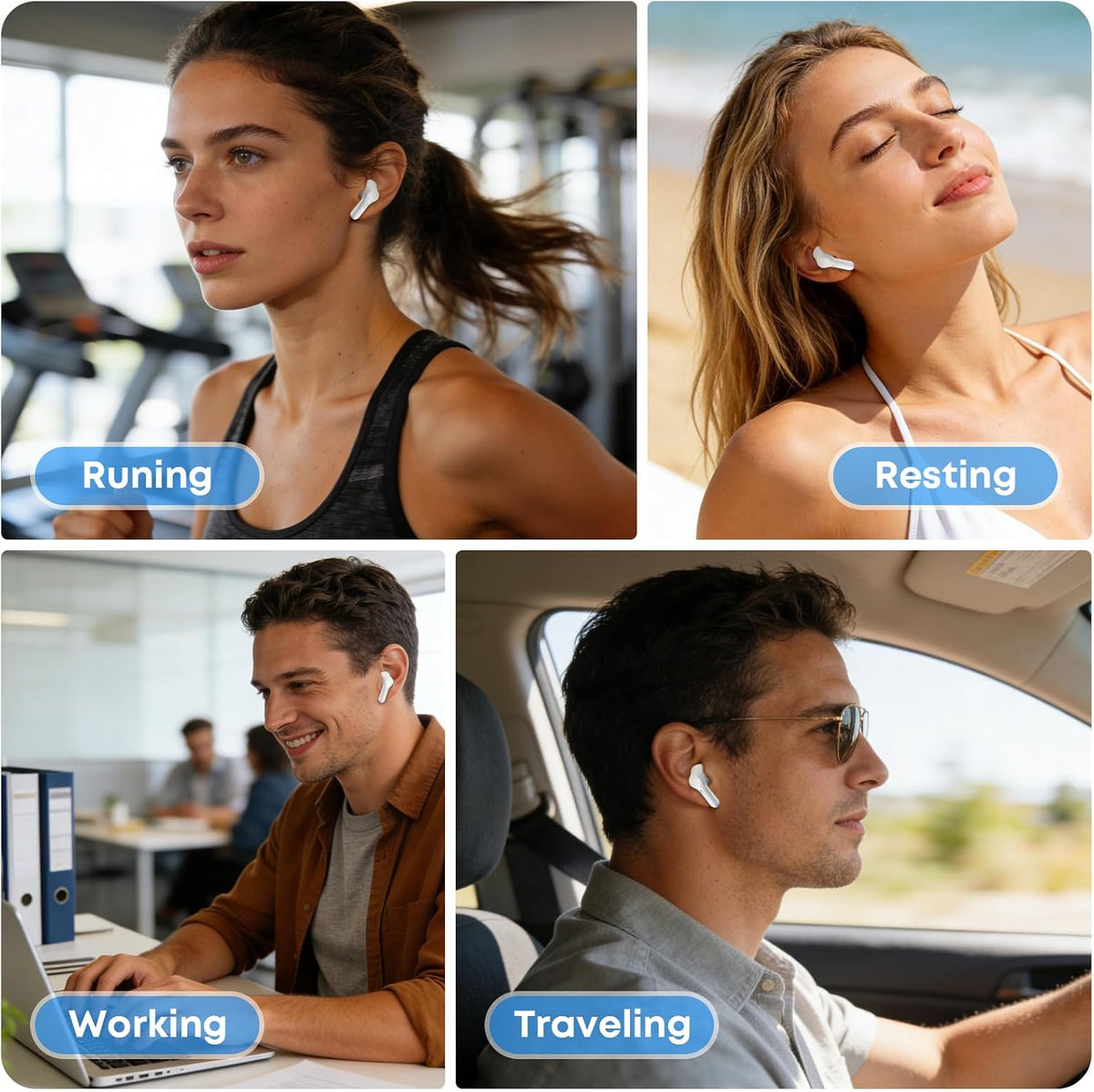 Wireless Earbuds, Bluetooth 5.4 Headphones HiFi Stereo/Crystal Clear, Black