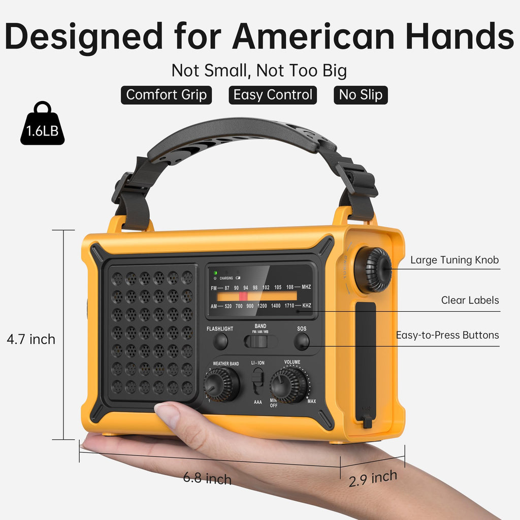 Solar Radio Emergency Hand Crank 12000mAh with Clear Signal