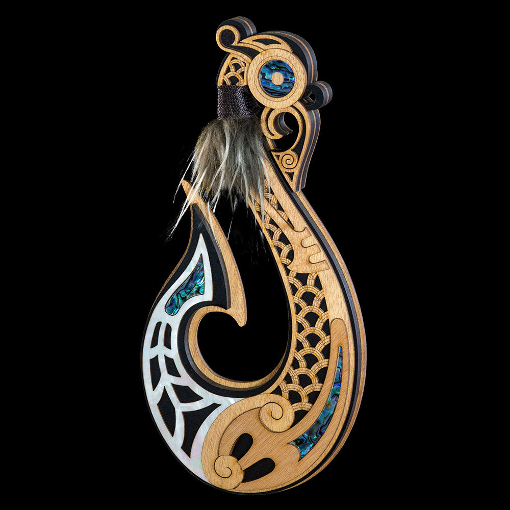 Large 3D Inlaid Manaia Matau Wall Hanging-0